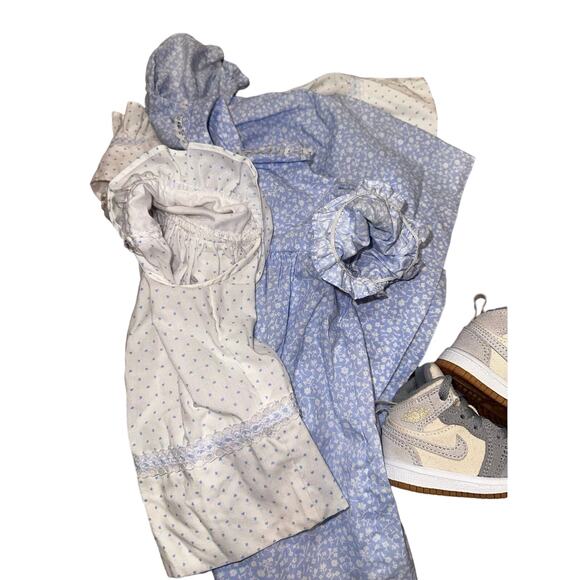 Vintage Mayfair Dress 18m - Floral Blue/White Pinafore, Peter Pan Collar - Picture 11 of 14